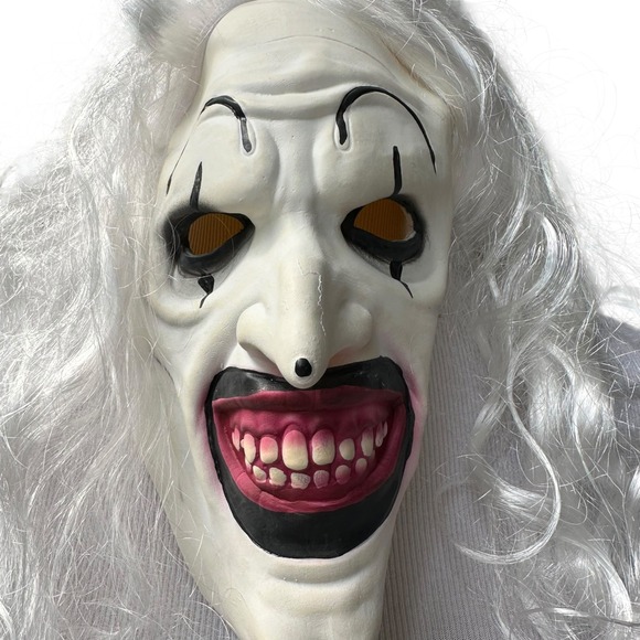 Clown Mask with Wig Halloween Costume Cosplay Creepy Scary Horror Prop - Picture 1 of 10